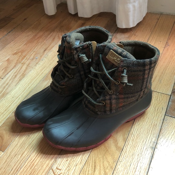 sperry plaid duck boots